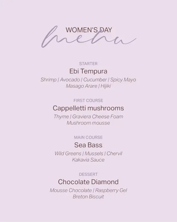 Womens Day Menu 2026
